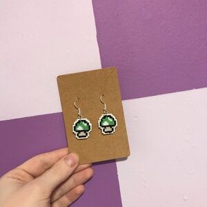 Green mushroom earrings